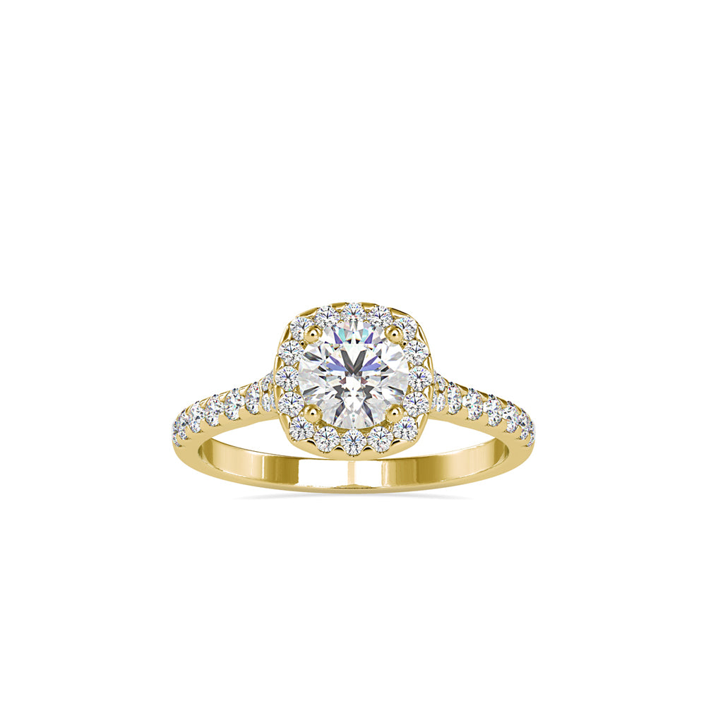 Sleek Halo Solitaire Ring