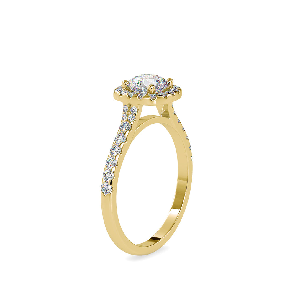 Sleek Halo Solitaire Ring