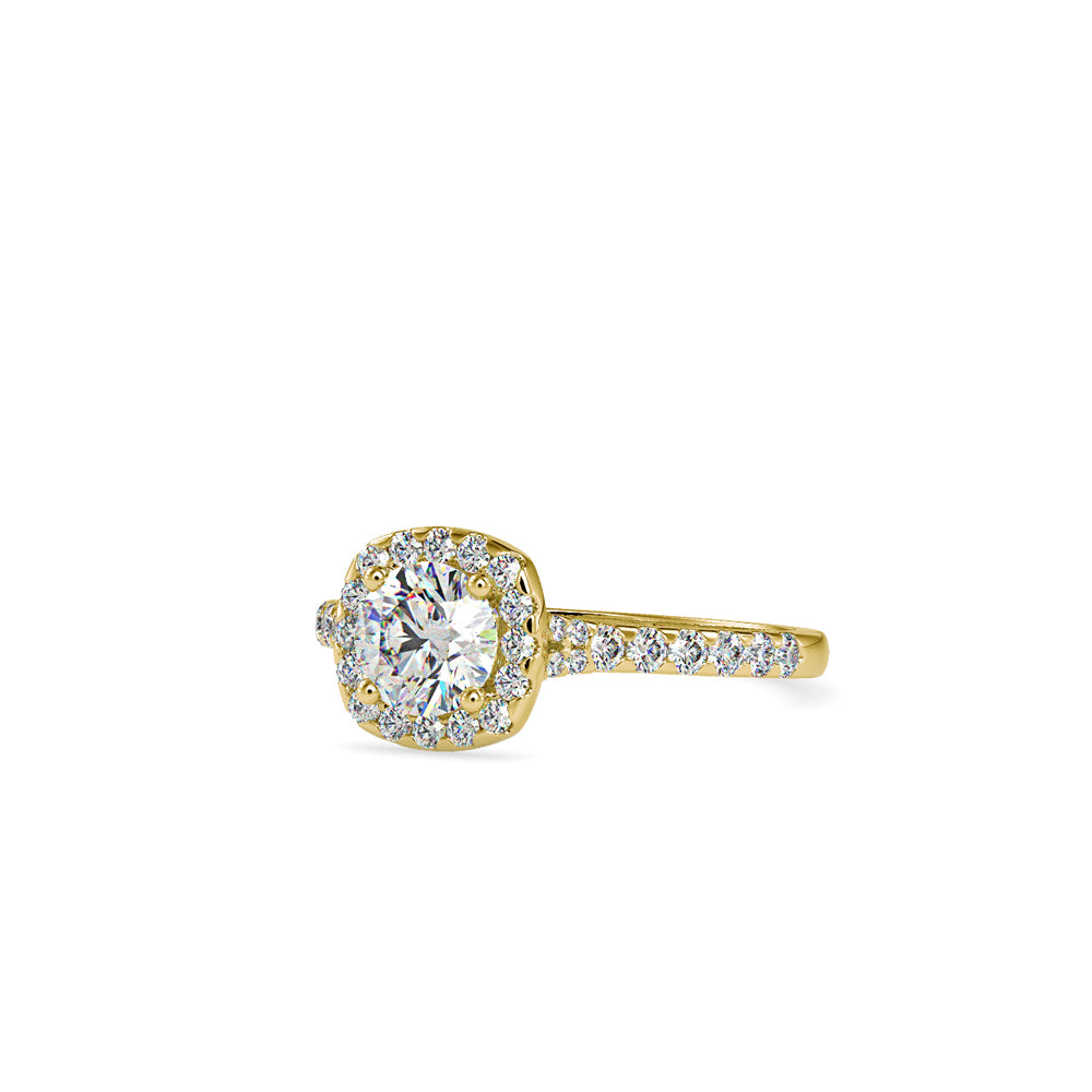 Sleek Halo Solitaire Ring