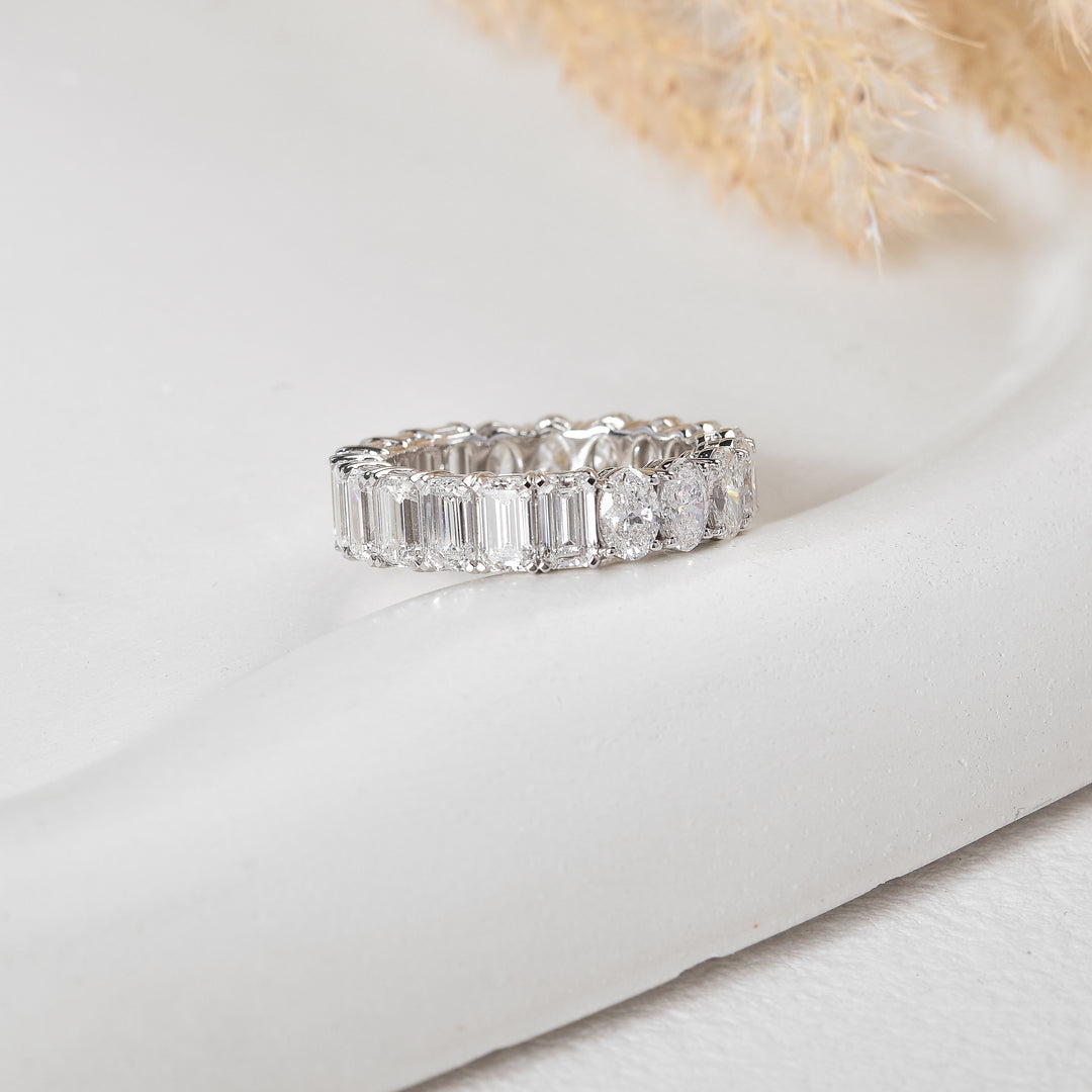 Dual Spark Oval-Emerald Lab-Grown Diamond Band