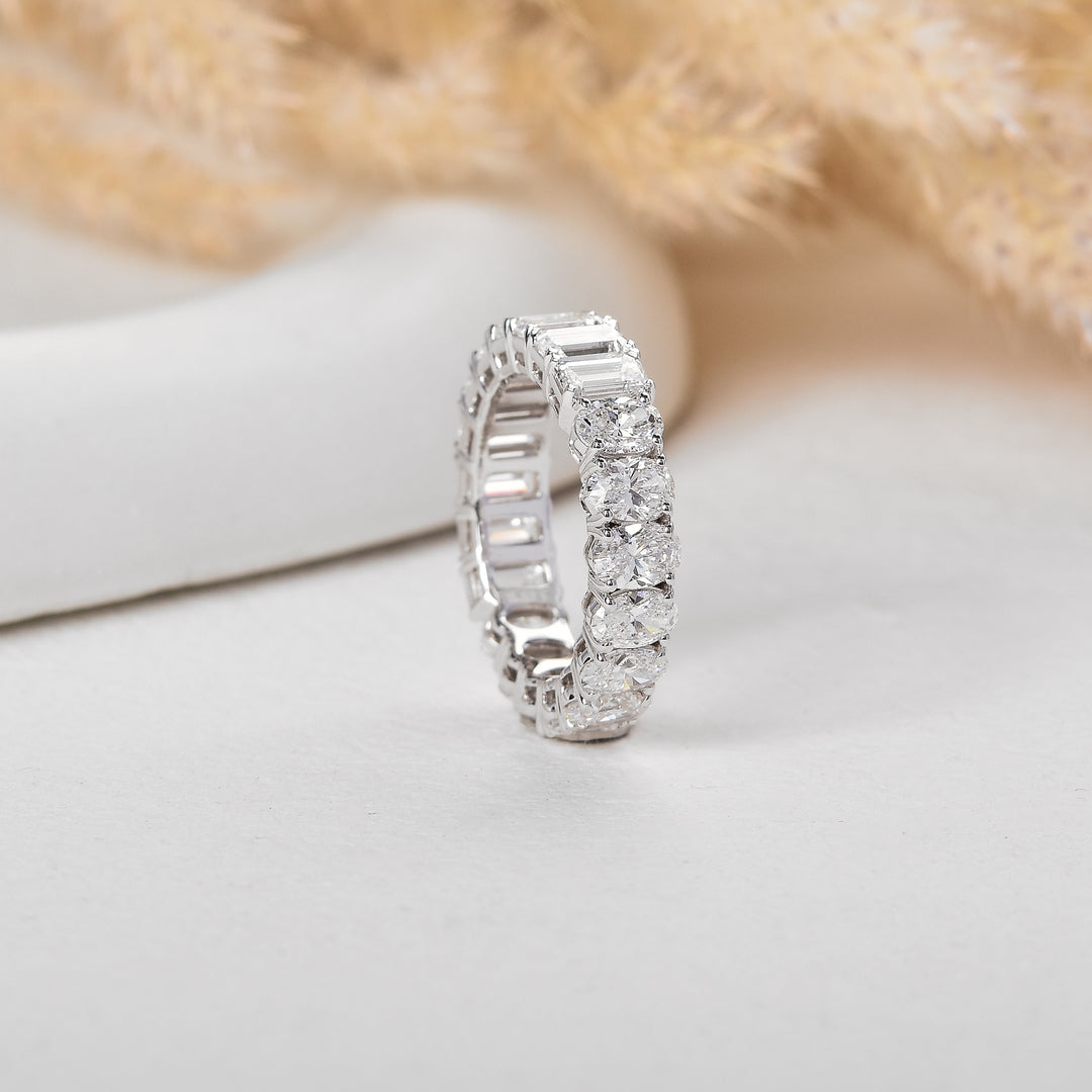 Dual Spark Oval-Emerald Lab-Grown Diamond Band