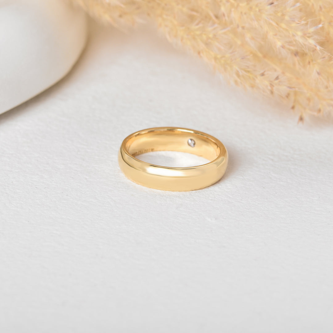 Classic Bezel-Set Diamond Wide Gold Men's Band