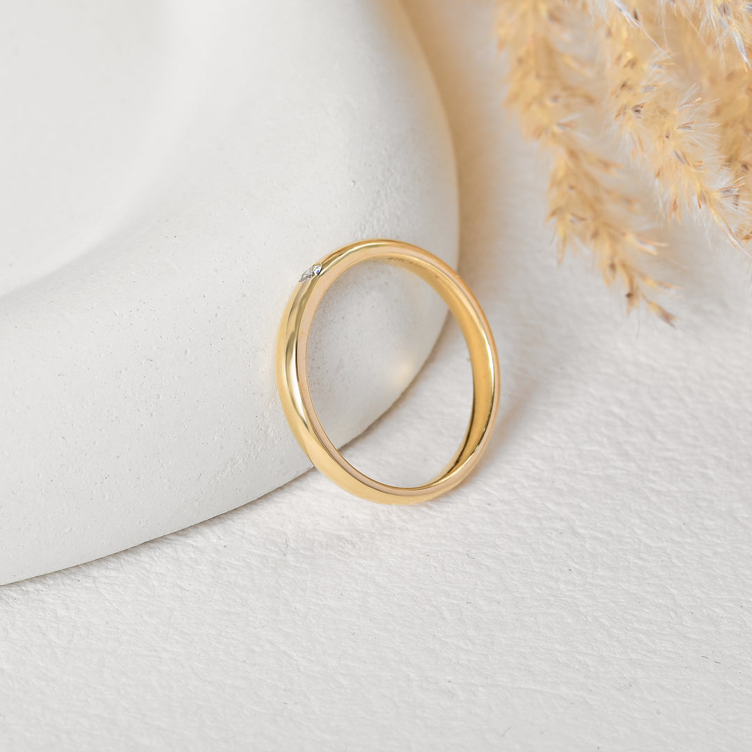 Classic Bezel-Set Diamond Gold Band