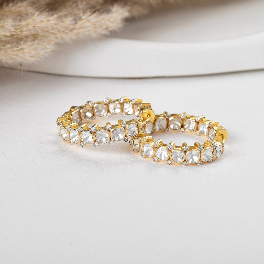 Elysian Sparkle Lab Grown Polki Hoop Earrings