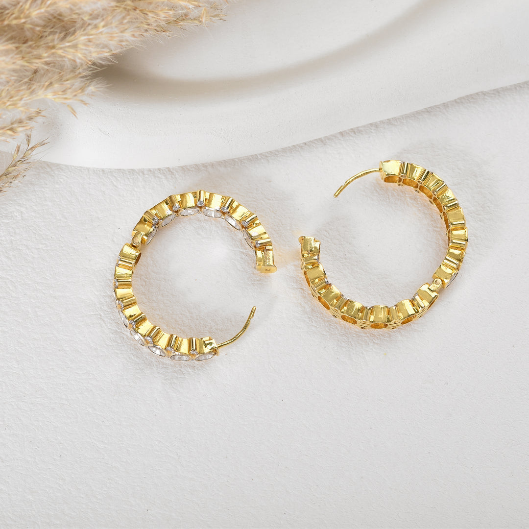 Elysian Sparkle Lab Grown Polki Hoop Earrings