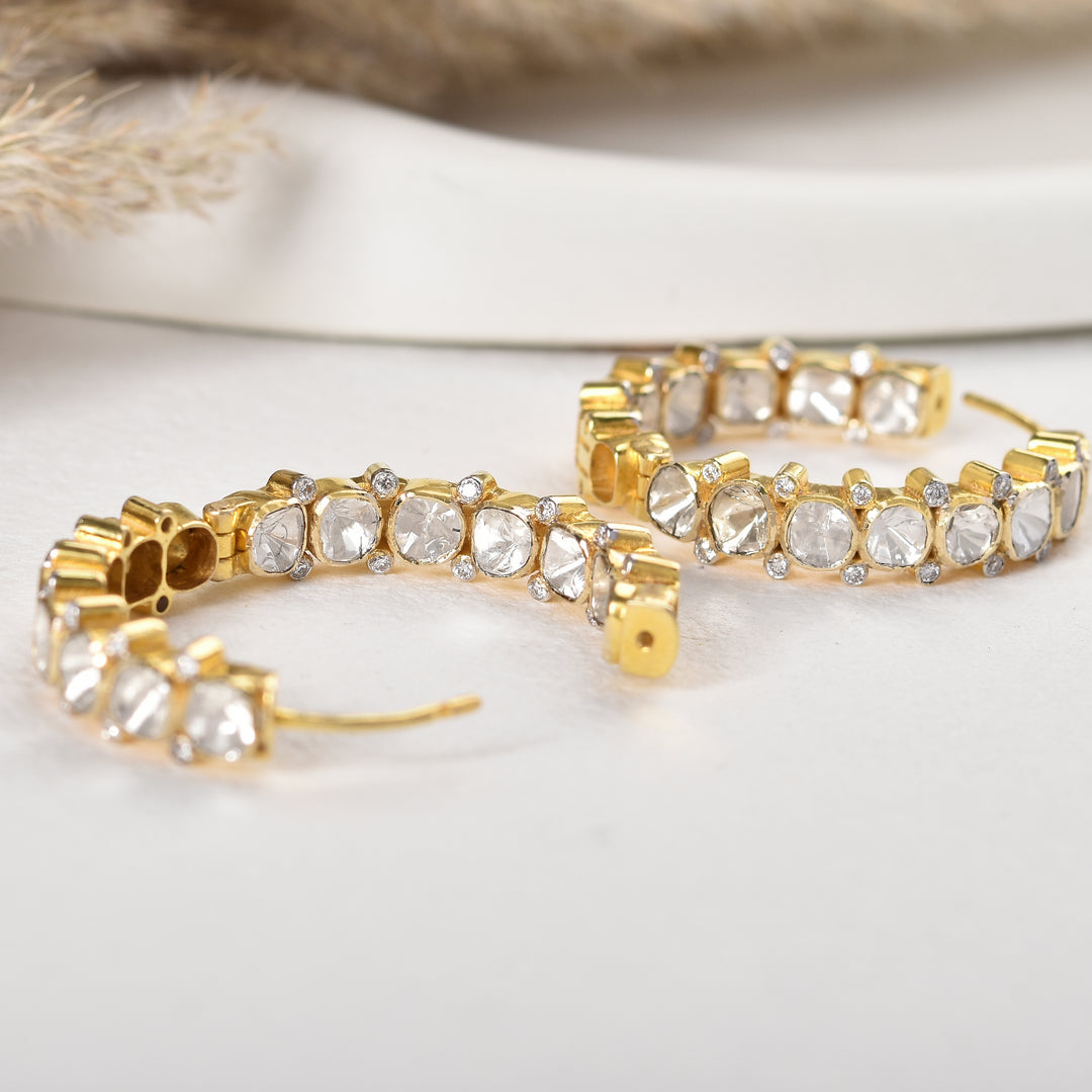 Elysian Sparkle Lab Grown Polki Hoop Earrings