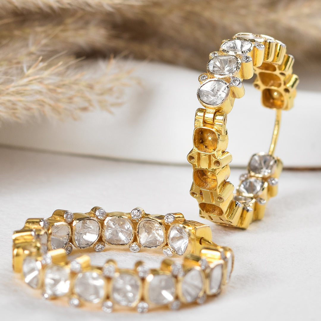 Elysian Sparkle Lab Grown Polki Hoop Earrings