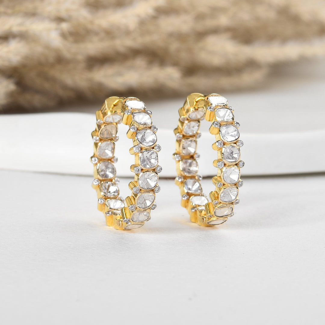 Elysian Sparkle Lab Grown Polki Hoop Earrings