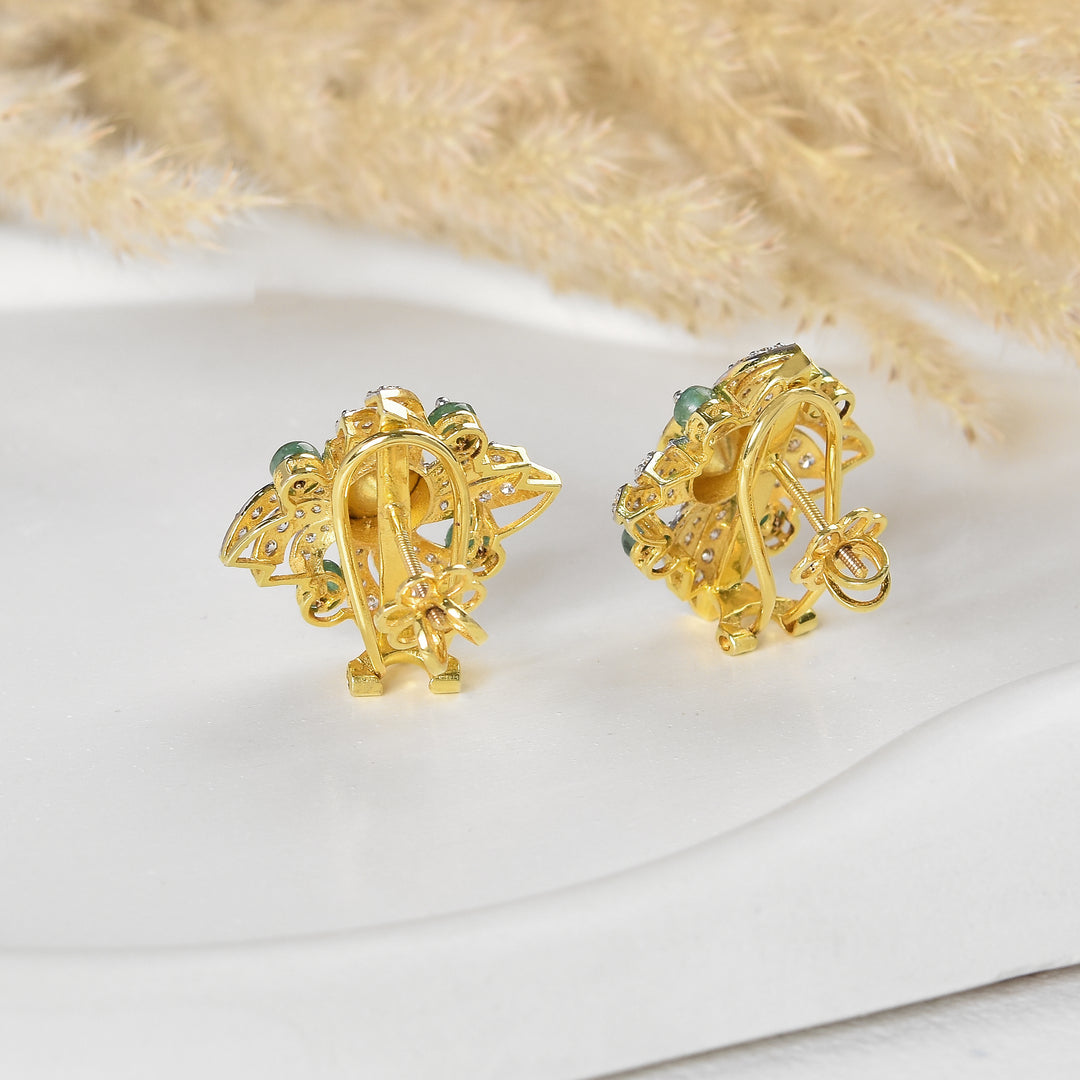 Floral Polki & Diamond Studs