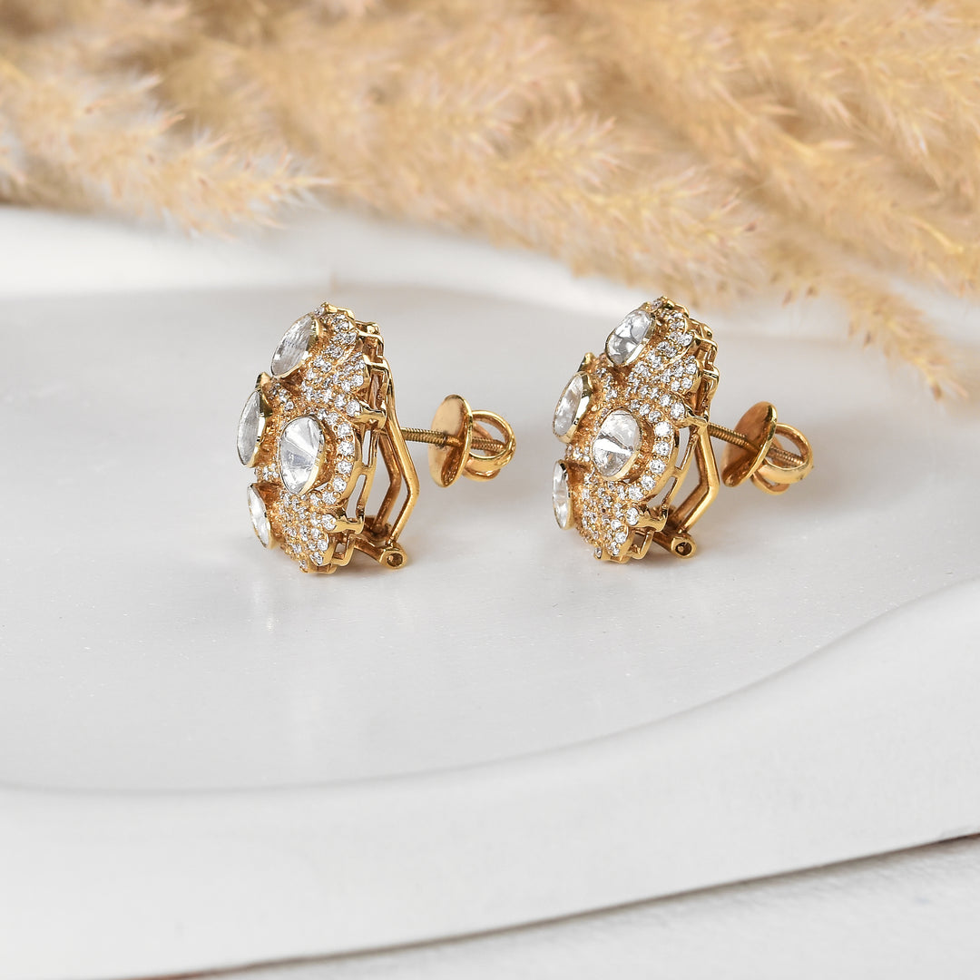Lab Grown Polki Diamonds Cluster Studs earrings