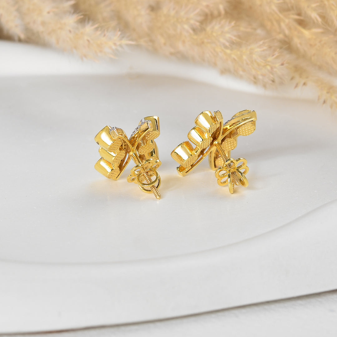 Contemporary Criss-Cross Lab Grown Polki & Diamond Studs