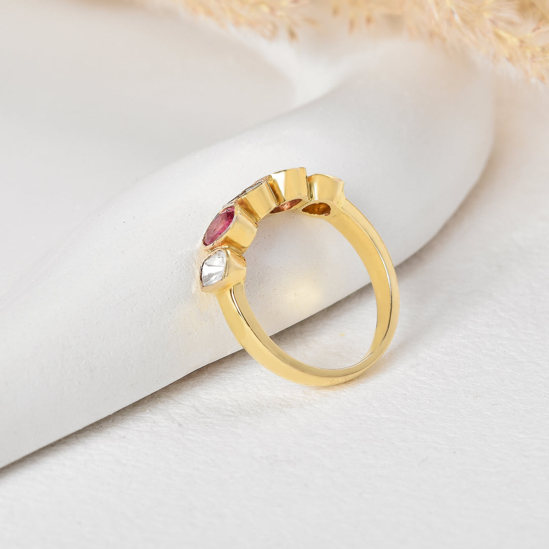 Tourmaline And Polki Half Eternity Band