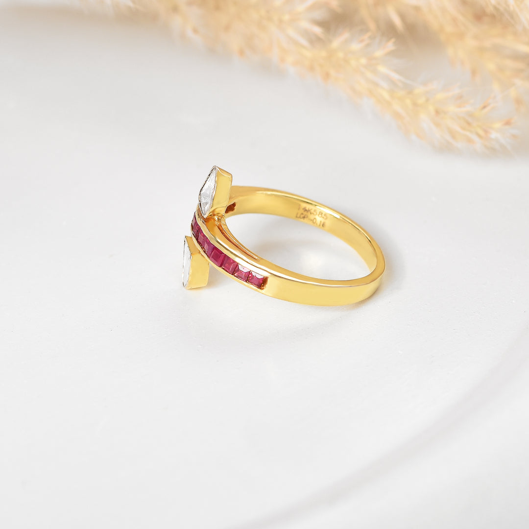 Blissful Polki Ruby Ring