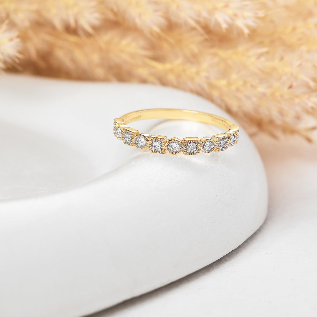 Milgrain Bezel Lab Grown Diamond Ring in Yellow Gold