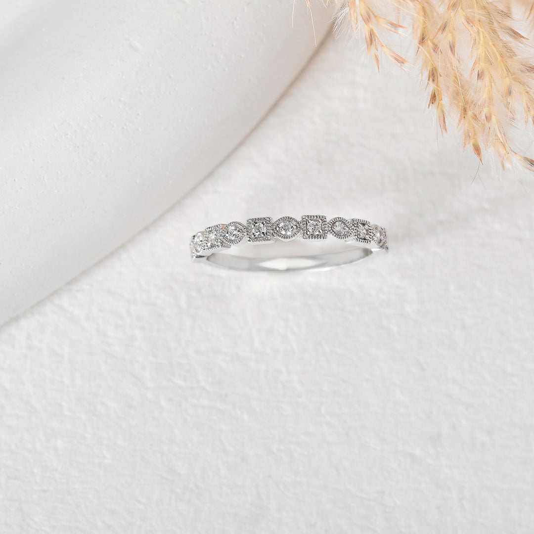 Milgrain Diamond Stackable Band