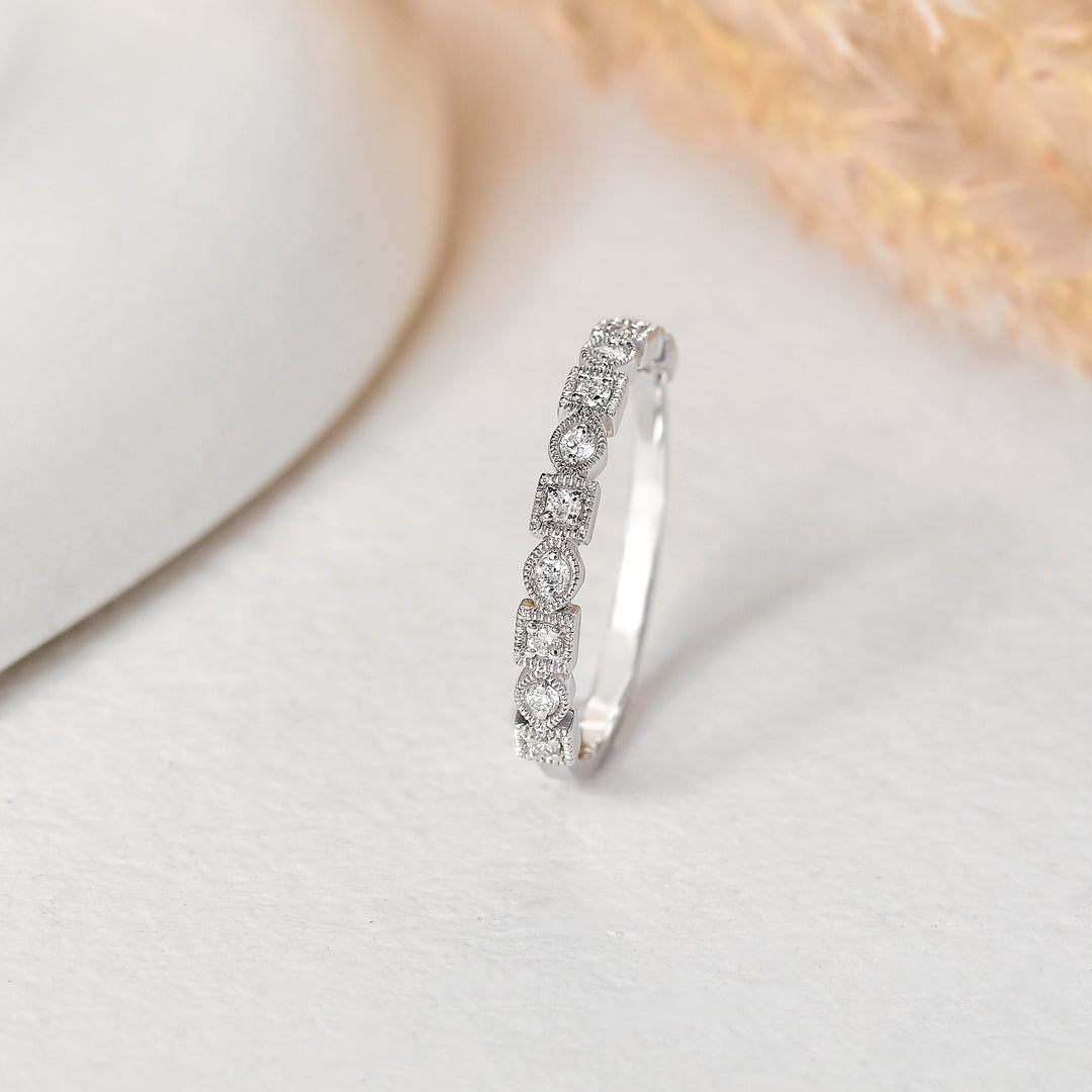 Milgrain Diamond Stackable Band