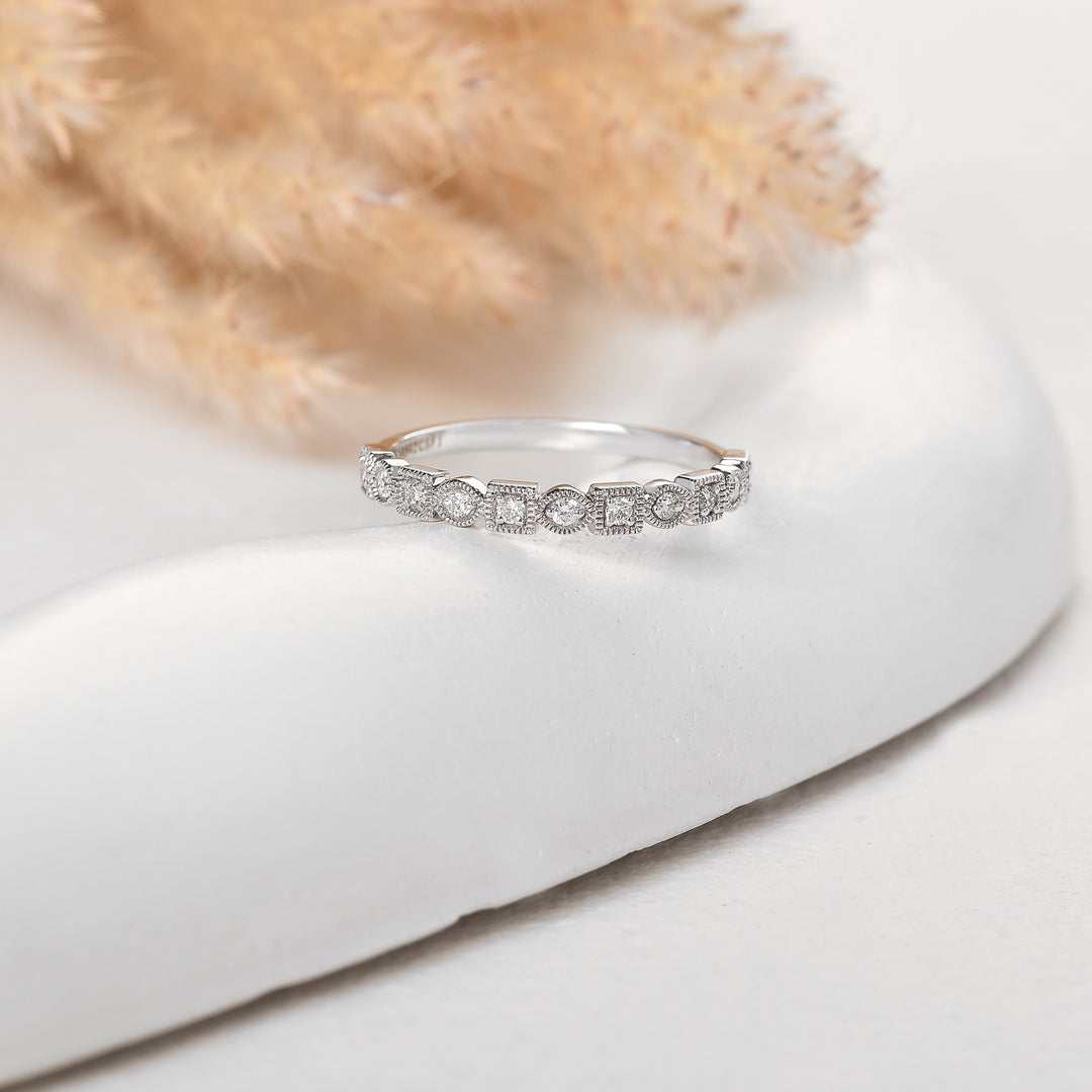 Milgrain Diamond Stackable Band