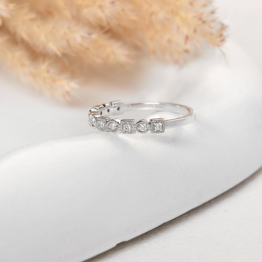 Milgrain Diamond Stackable Band