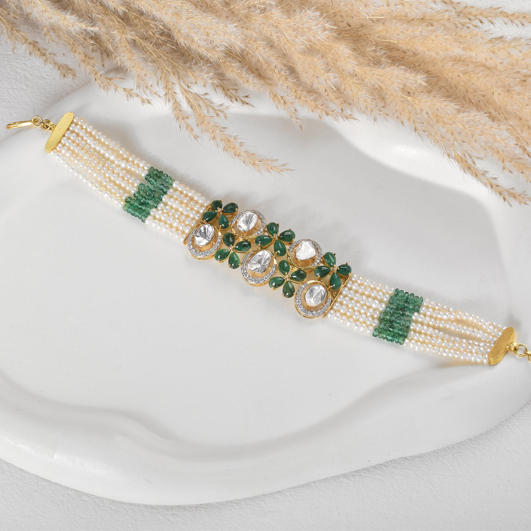 Emerald Bloom Lab Grown Polki Bracelet