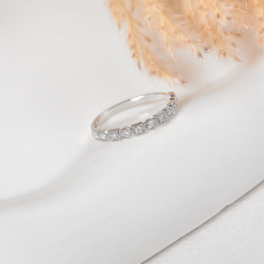 Milgrain Diamond Stackable Band
