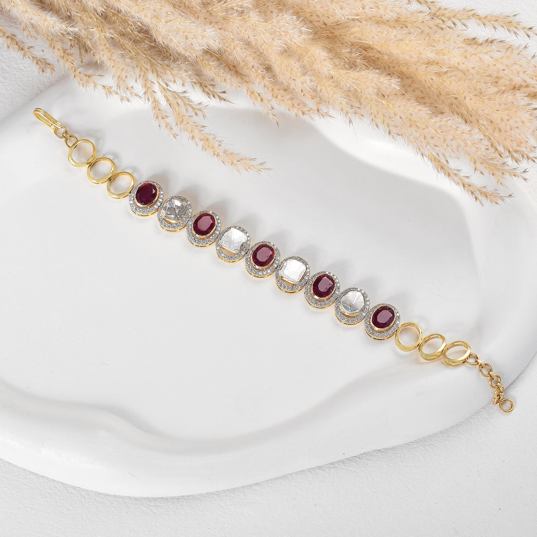 Ruby Radiance Lab-Grown Polki Bracelet
