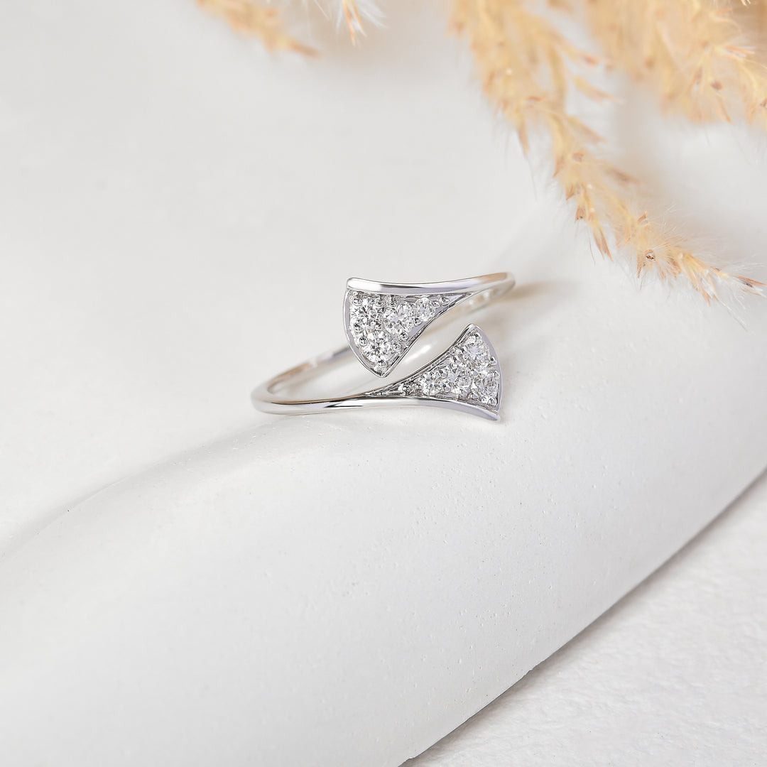 Modern Bypass Pave Diamond Statement Ring