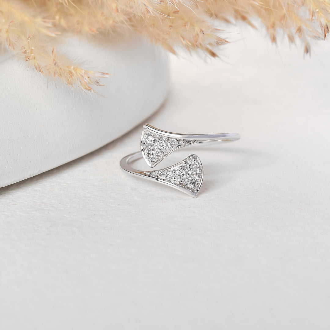 Modern Bypass Pave Diamond Statement Ring