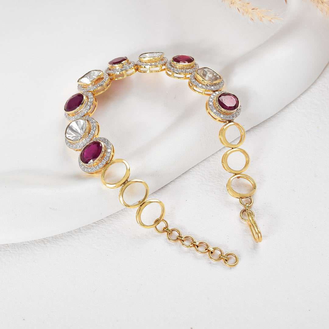 Ruby Radiance Lab-Grown Polki Bracelet