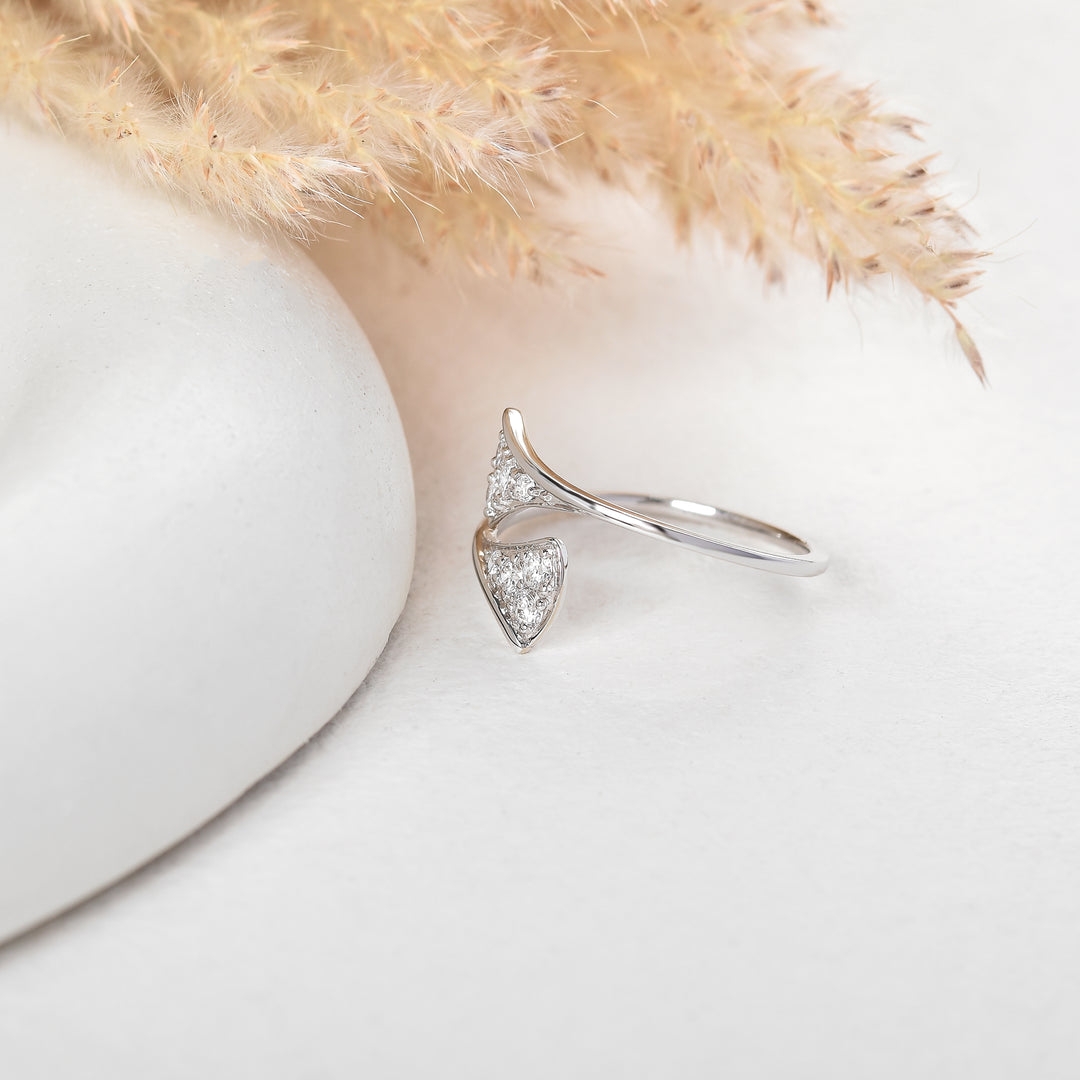Modern Bypass Pave Diamond Statement Ring