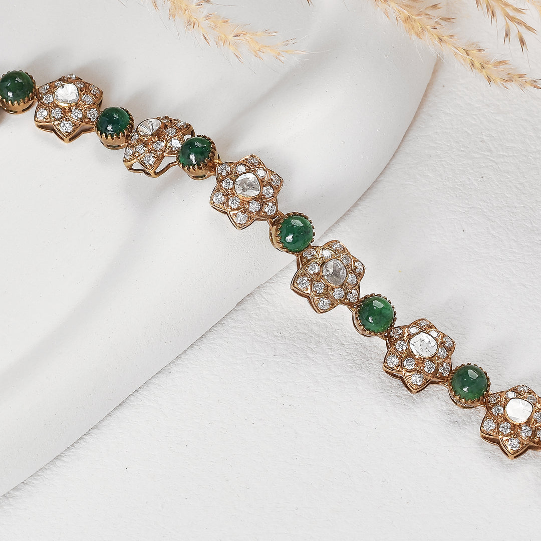 Conscious Choice Lab Grown Polki & Emerald Bracelet