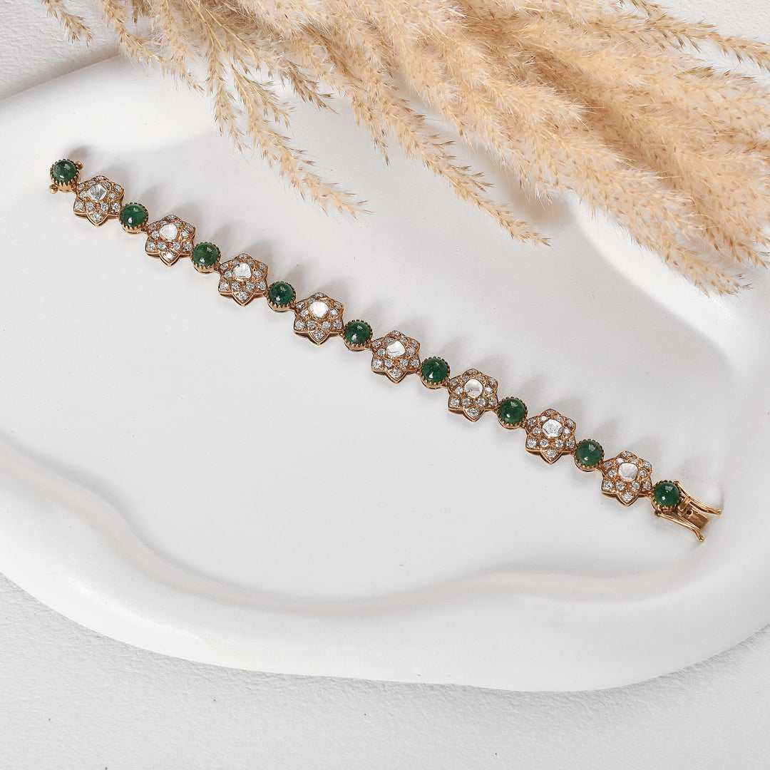 Conscious Choice Lab Grown Polki & Emerald Bracelet