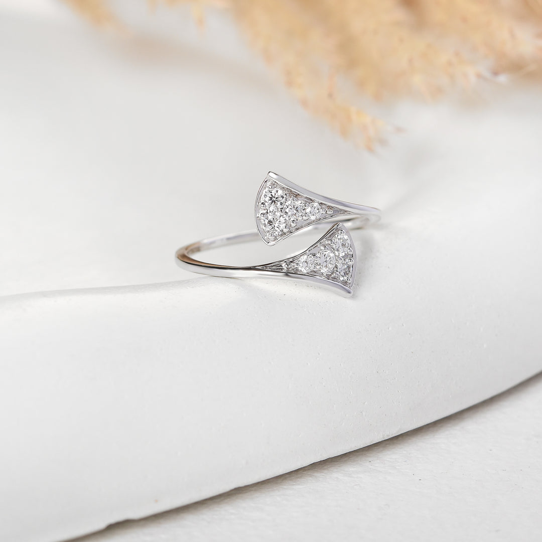 Modern Bypass Pave Diamond Statement Ring