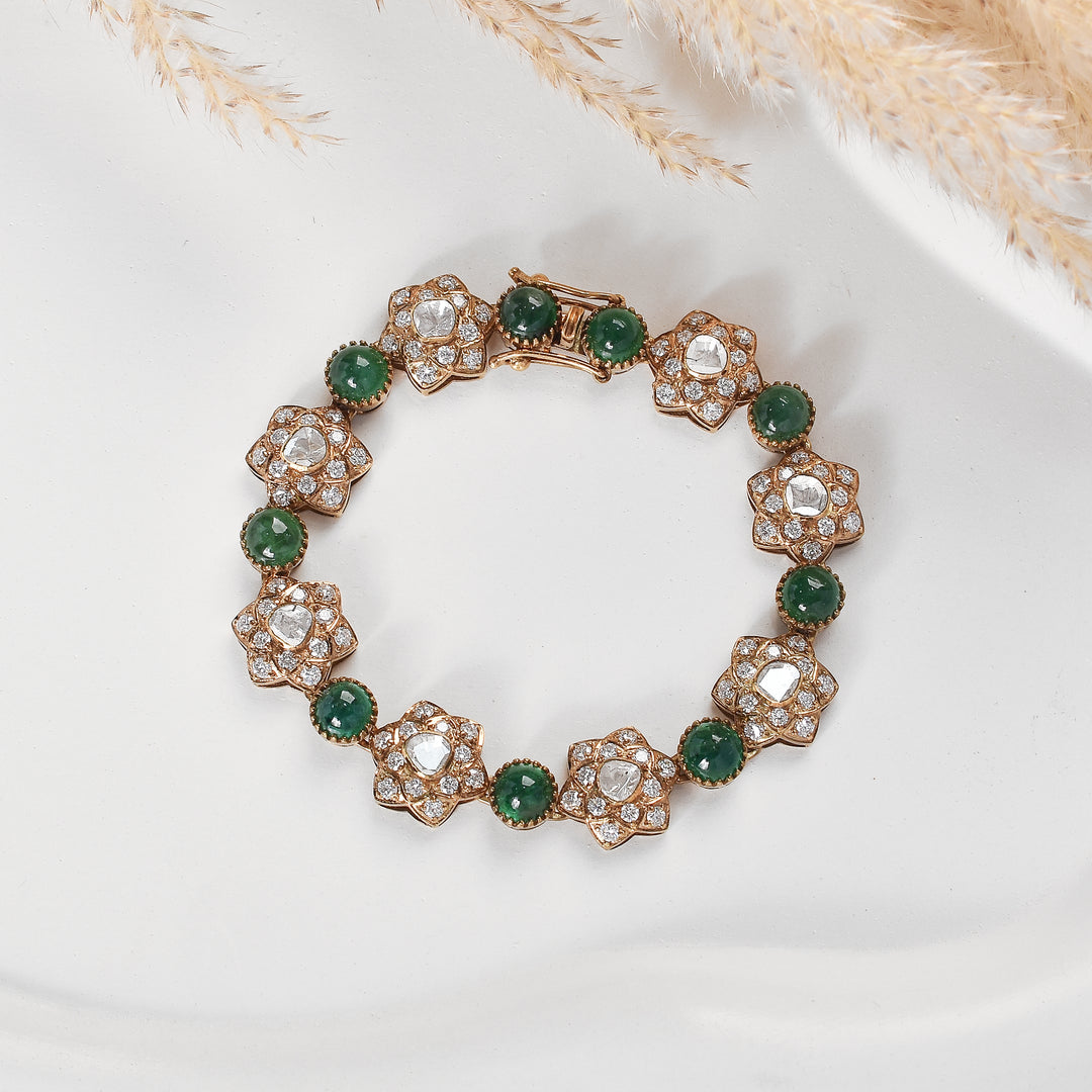Conscious Choice Lab Grown Polki & Emerald Bracelet
