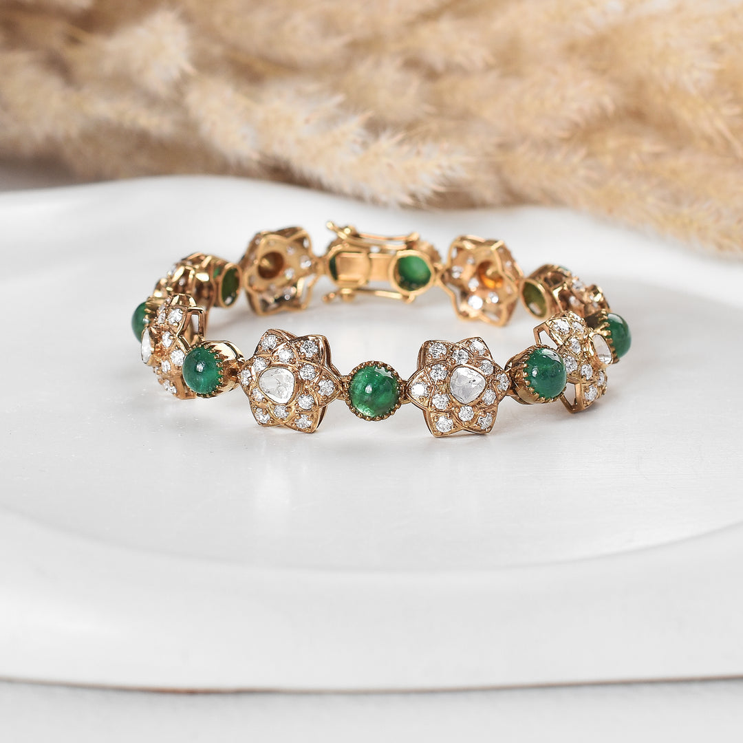 Conscious Choice Lab Grown Polki & Emerald Bracelet