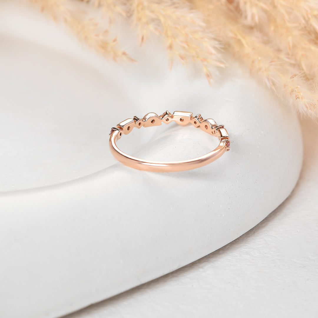 Vintage-Inspired Pink Diamond Half-Eternity Band