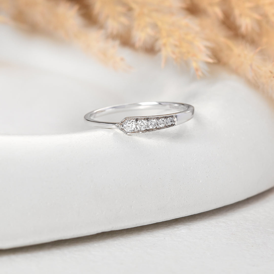 Minimalist Arrow Tip Diamond Band
