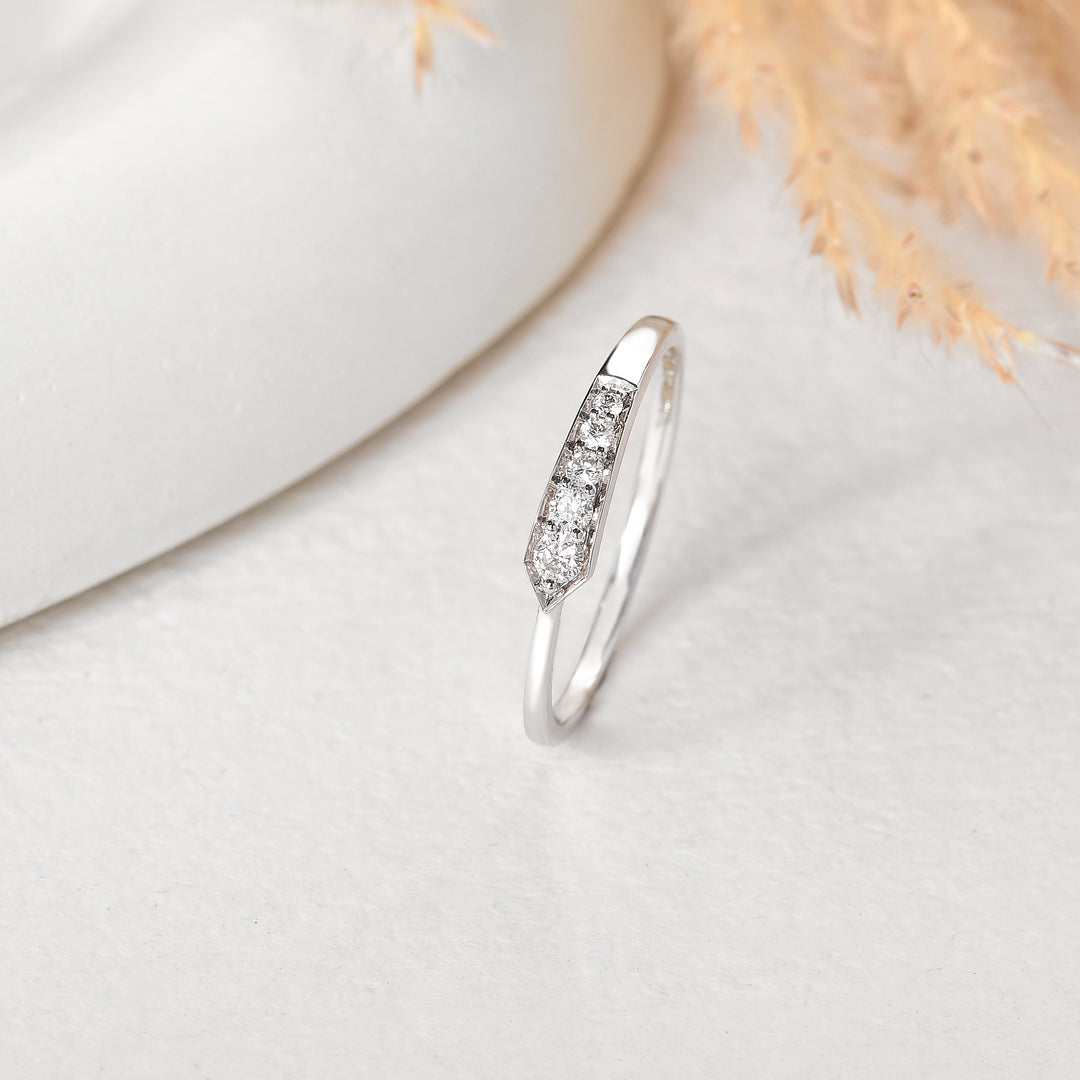 Minimalist Arrow Tip Diamond Band