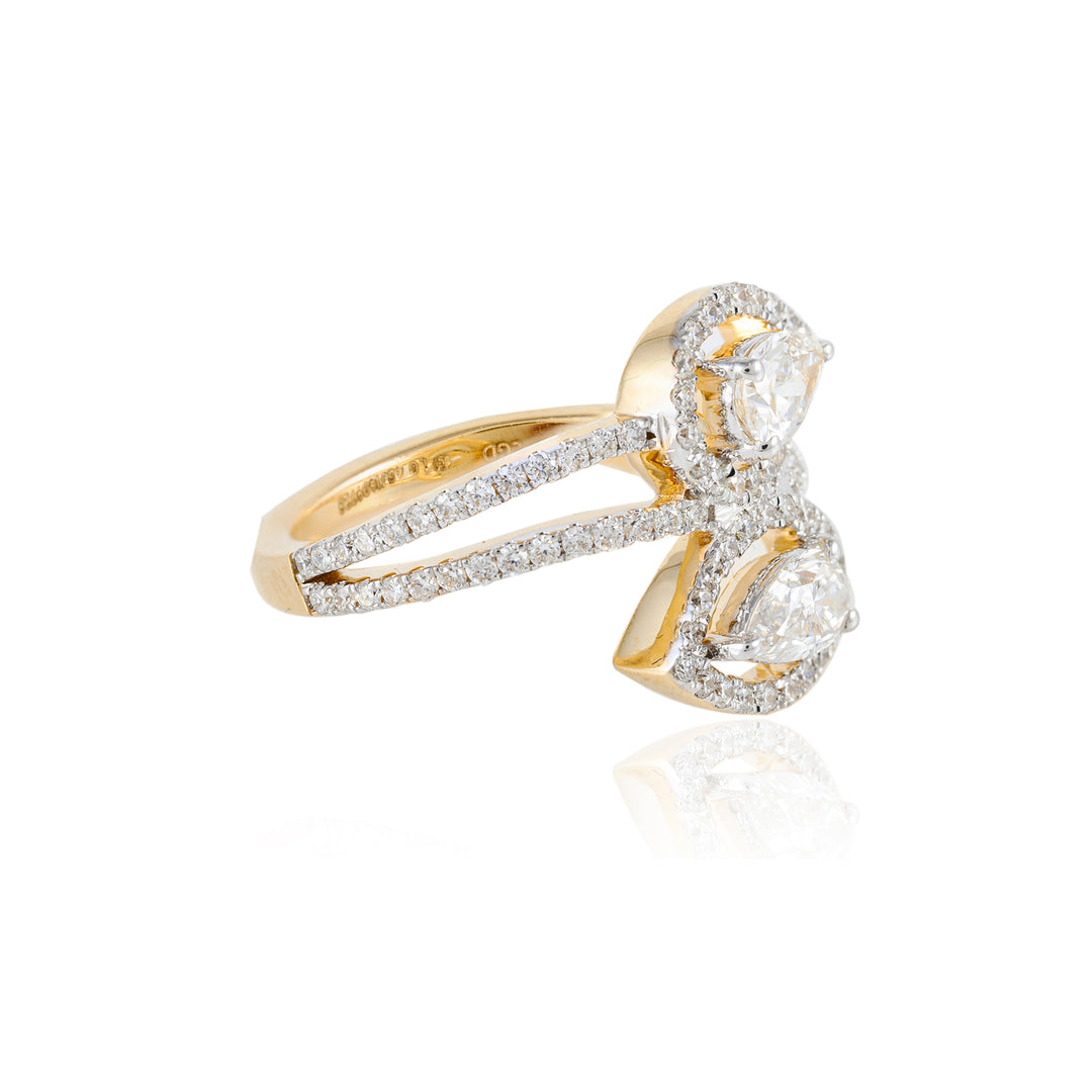 Duo Poire Halo Ring