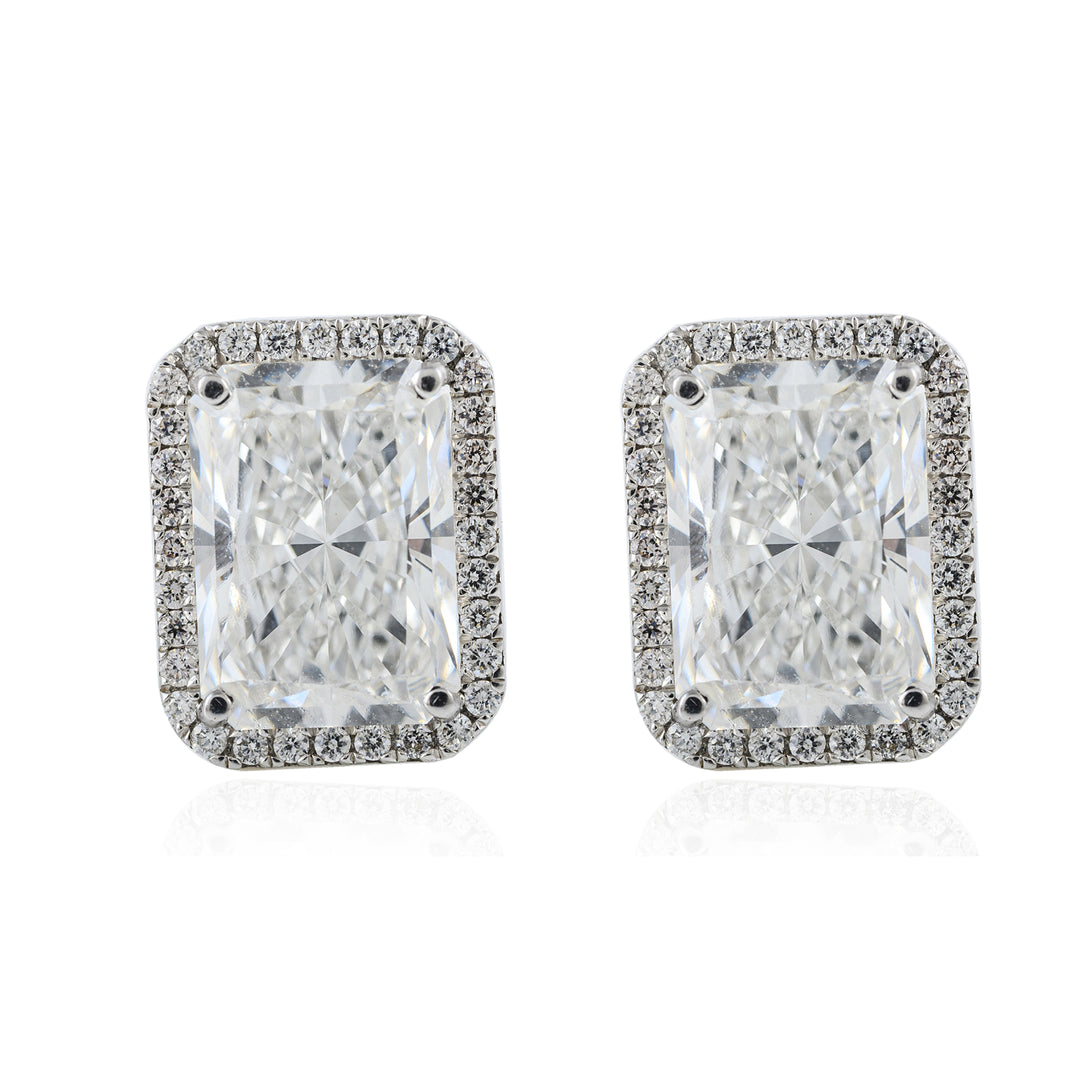 Radiant Emerald Halo Stud