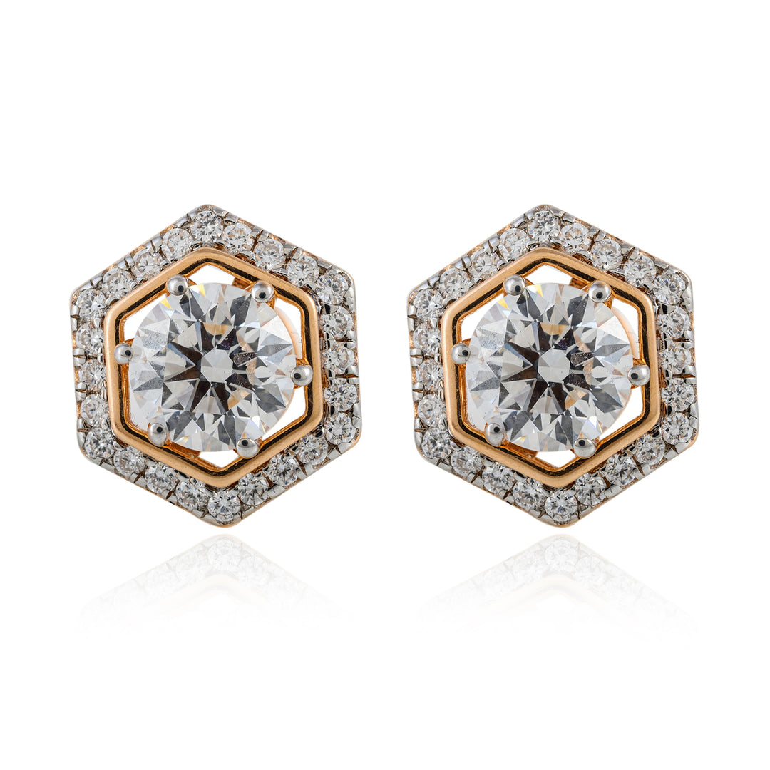 Hexa Halo Solitaire Stud