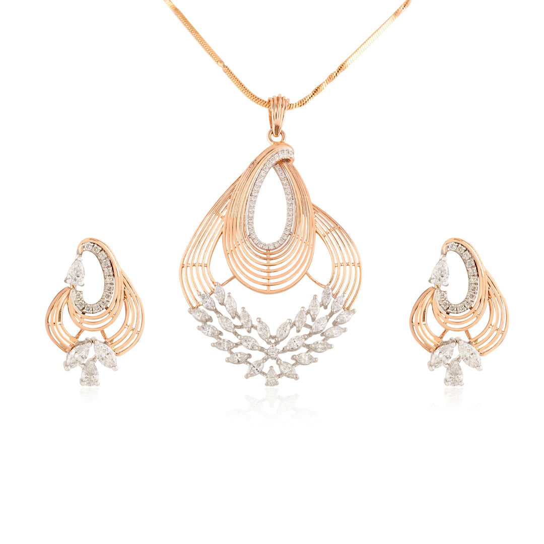 Teardrop lab grown diamond pendant & Earring set (Without Chain)
