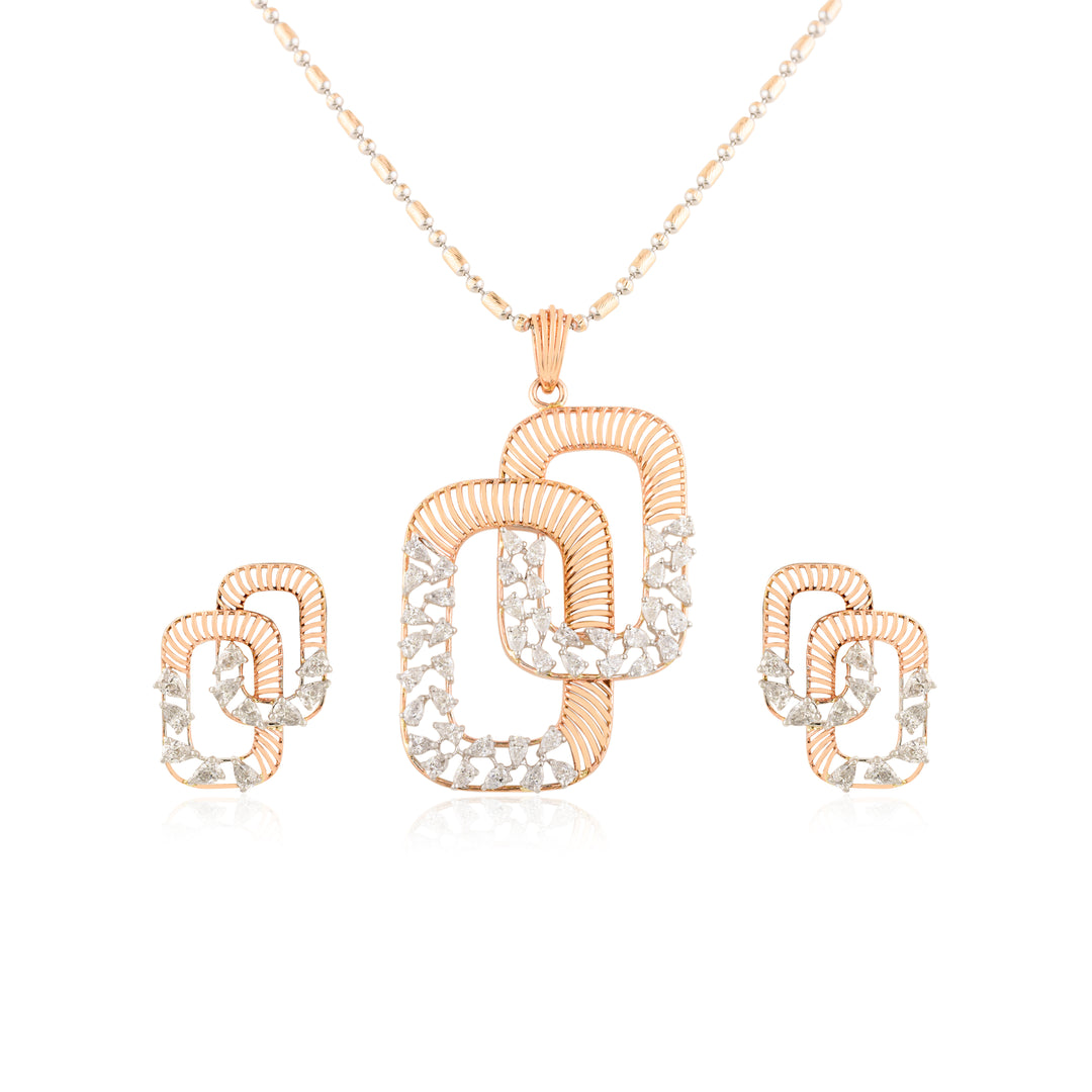 Cubic Lab Grown Diamond Pendant & Earrings Set (Without Chain)
