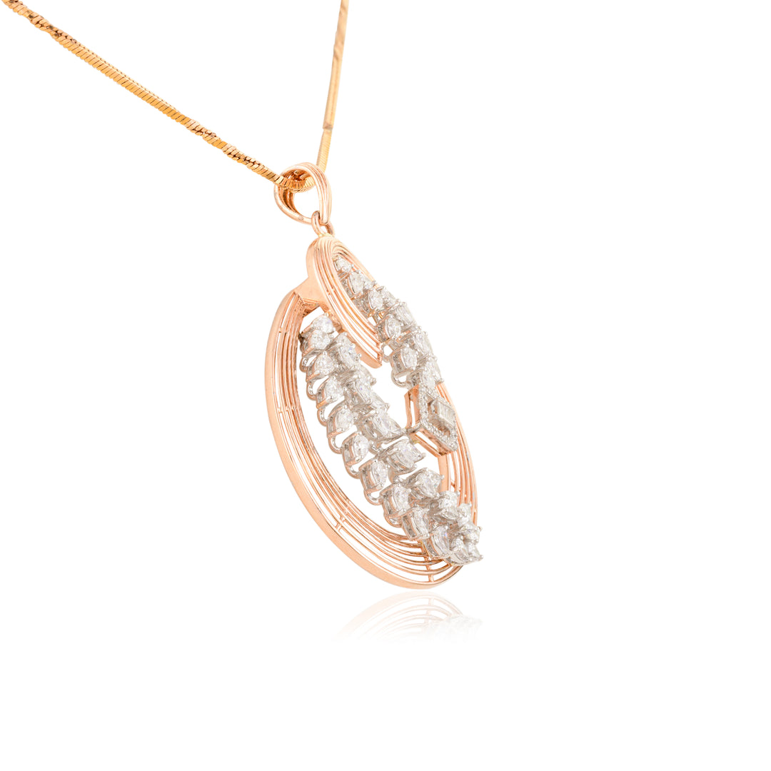 Twisted Droplet Diamond Pendant and Earrings Set (Without Chain)