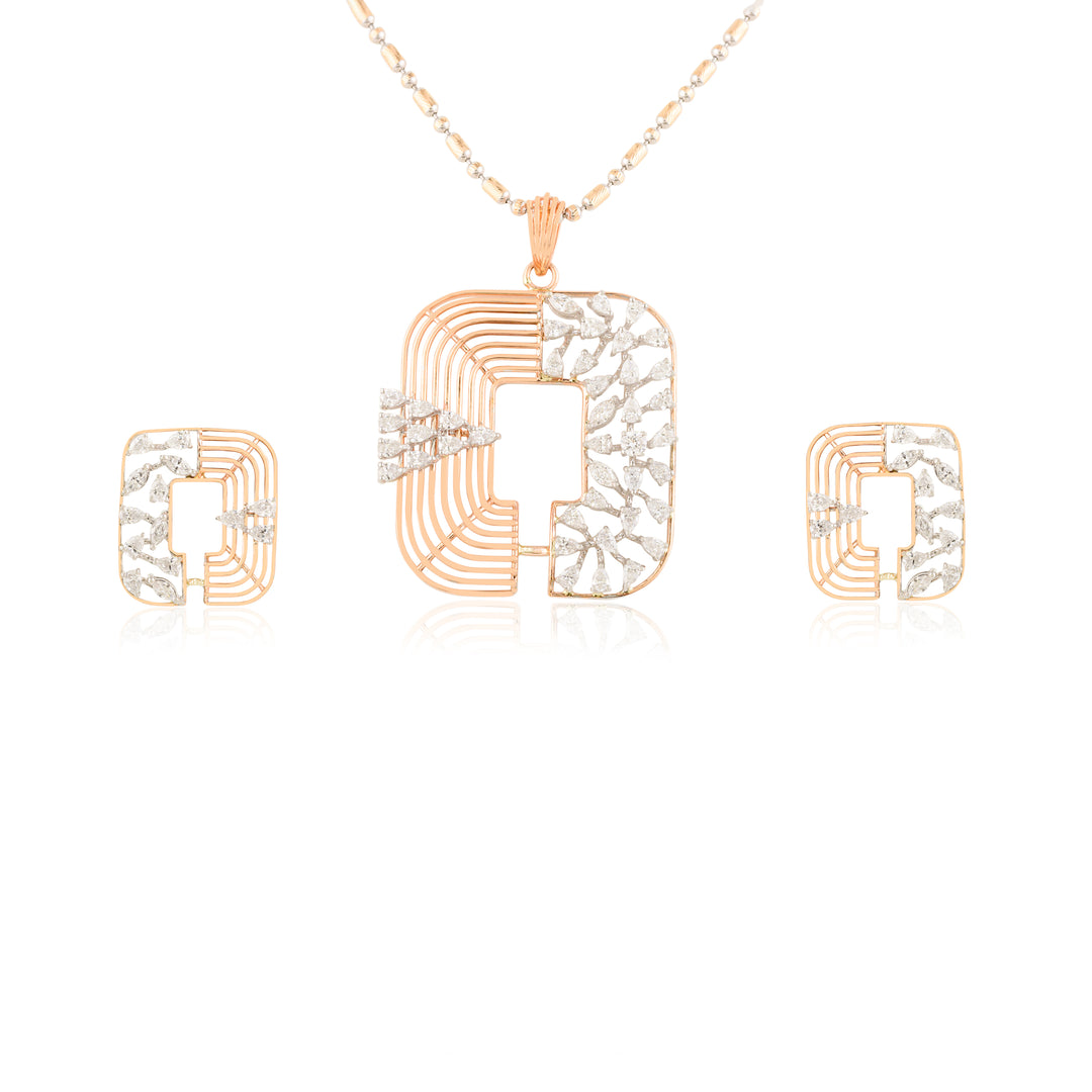 Statement Square Pendant with Matching Earrings (Without Chain)