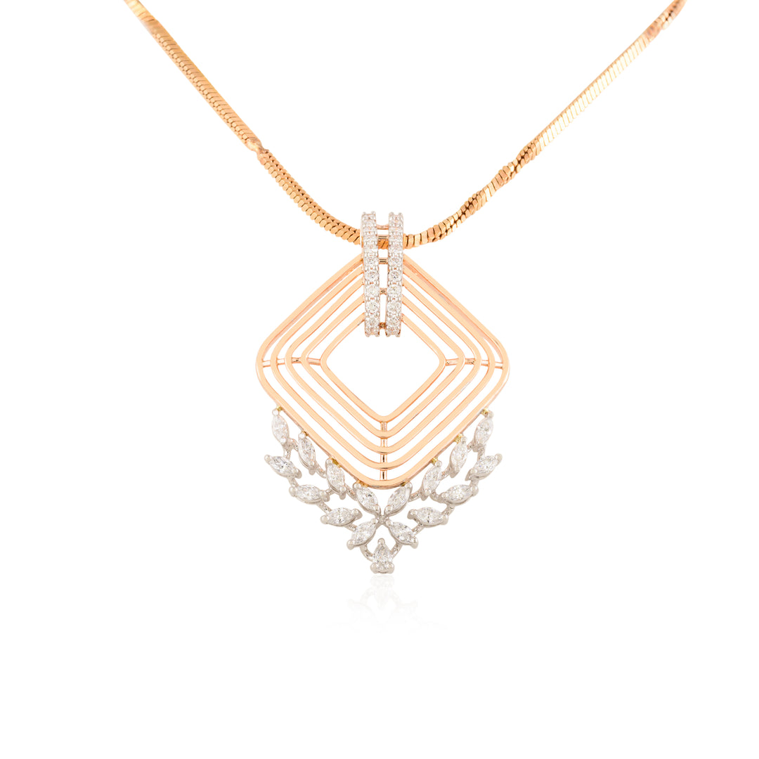 Geometric Square Pendant & Earring Set (Without Chain)