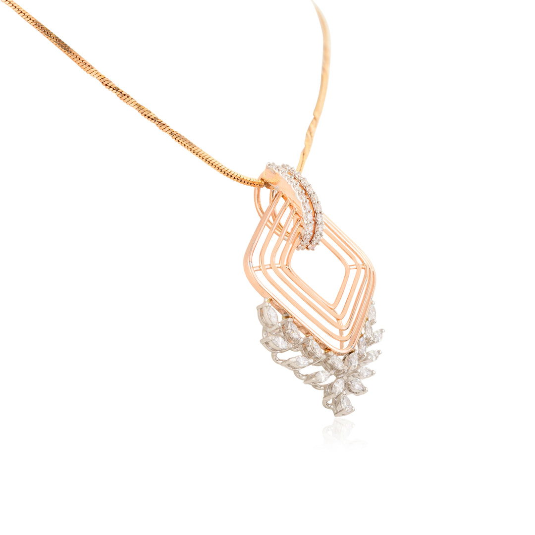 Geometric Square Pendant & Earring Set (Without Chain)