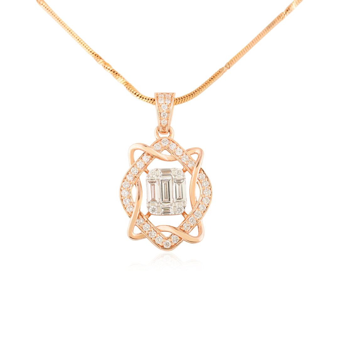 Baguette Cut Diamond Surrounded Pendant (Without Chain)