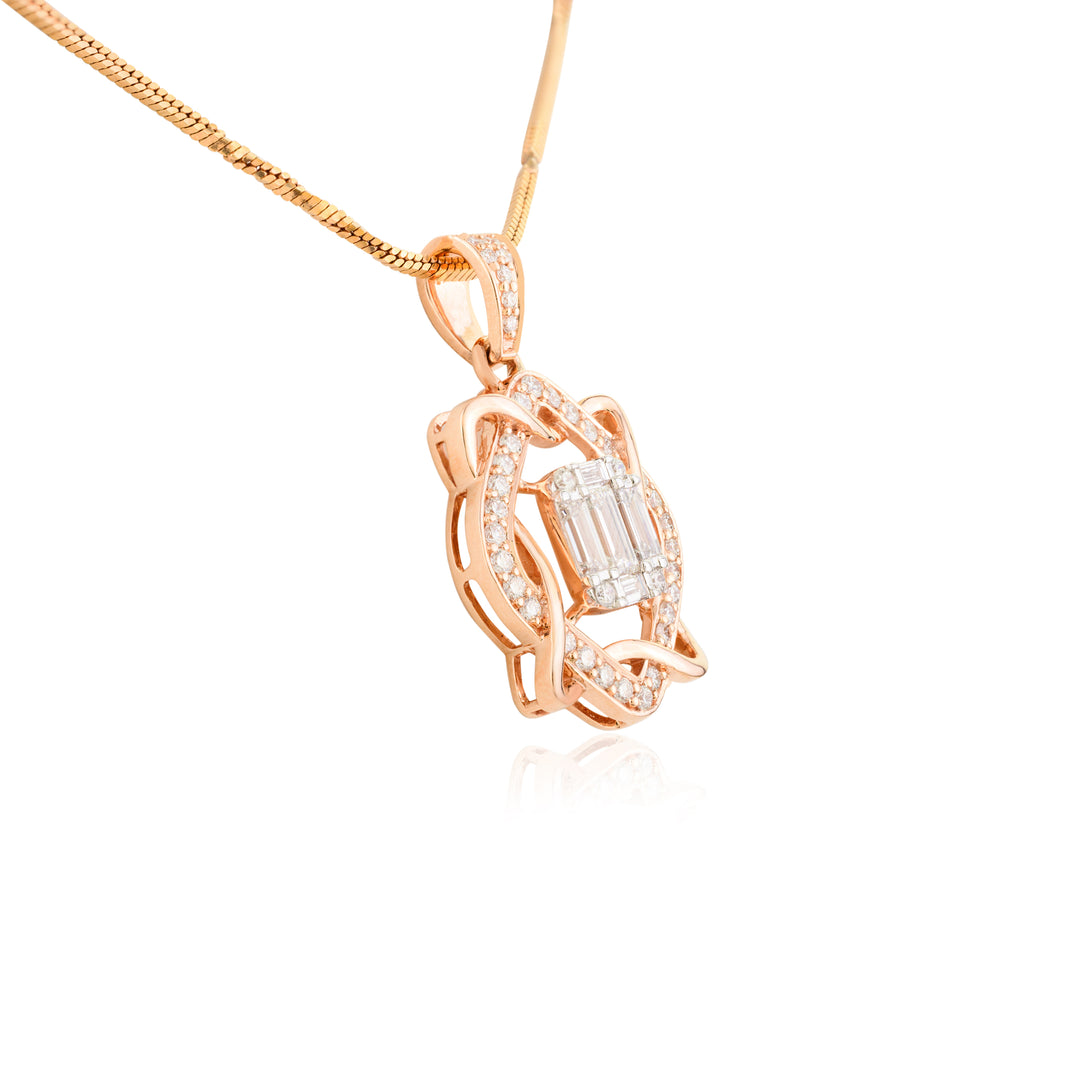 Baguette Cut Diamond Surrounded Pendant (Without Chain)