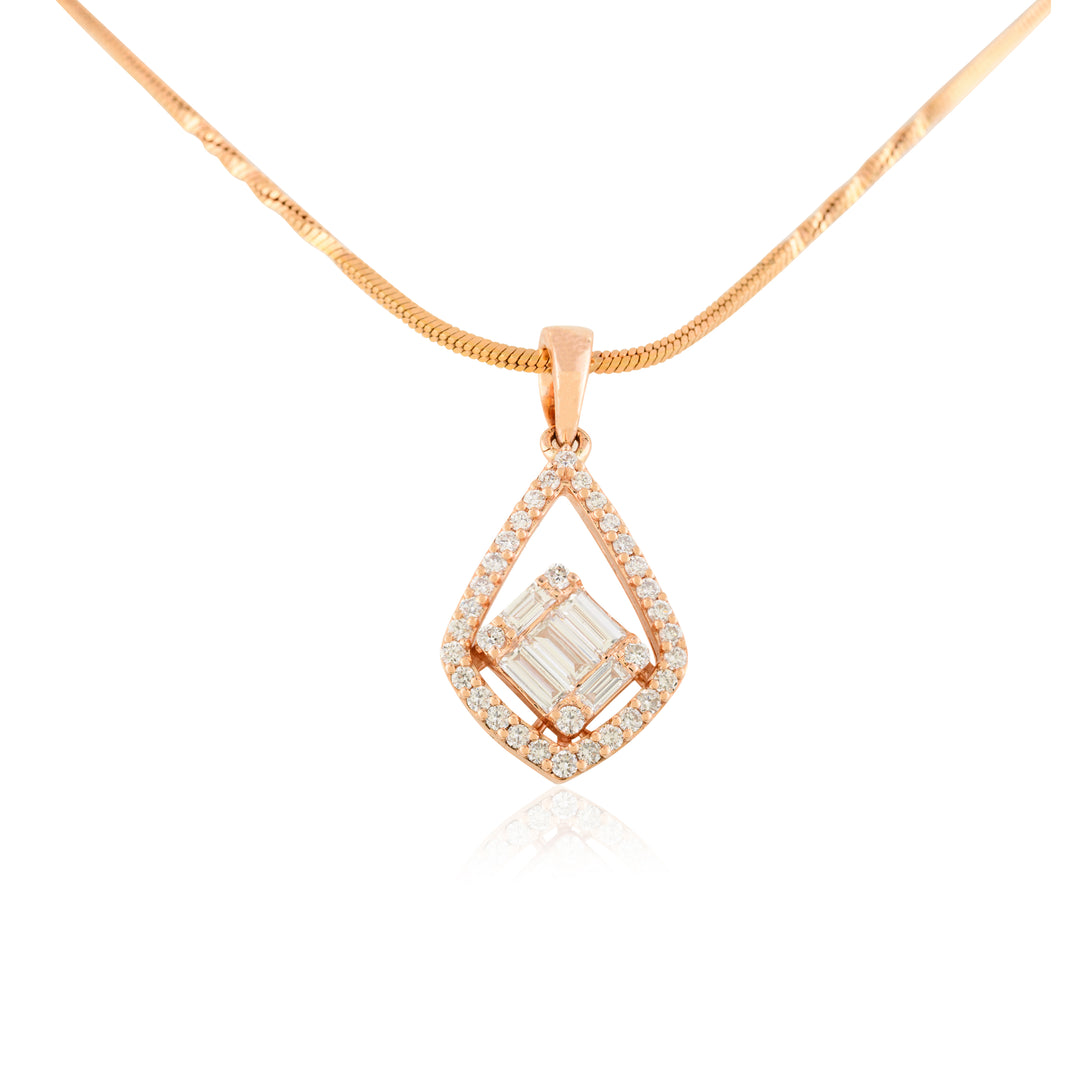 Kite Shape Baguette Cut Pendant (Without Chain)