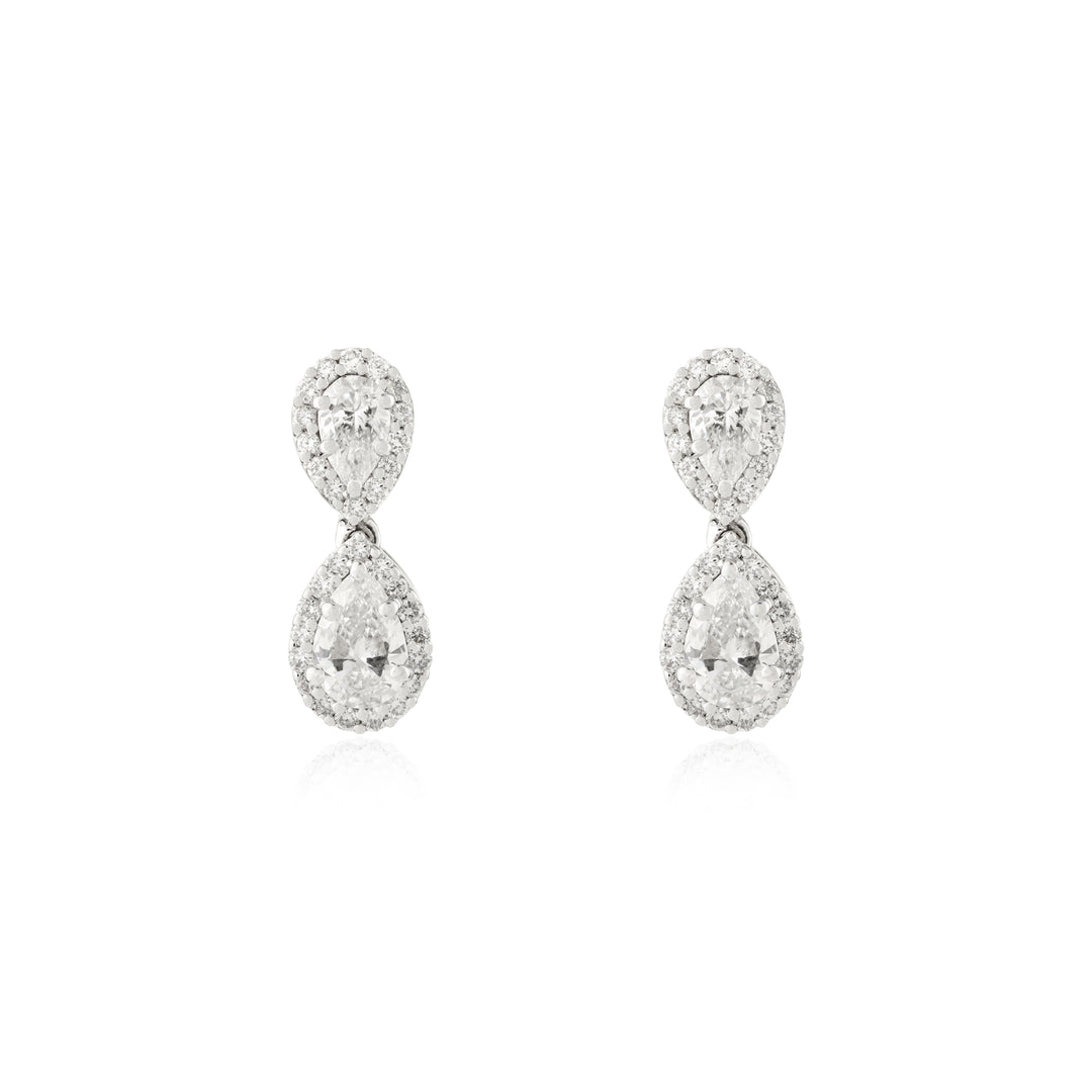 Double Pear Shaped Halo Earring